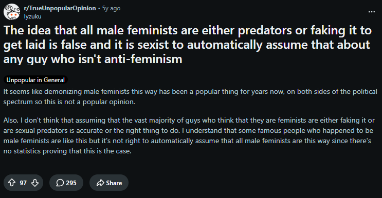All male feminists are predators dark