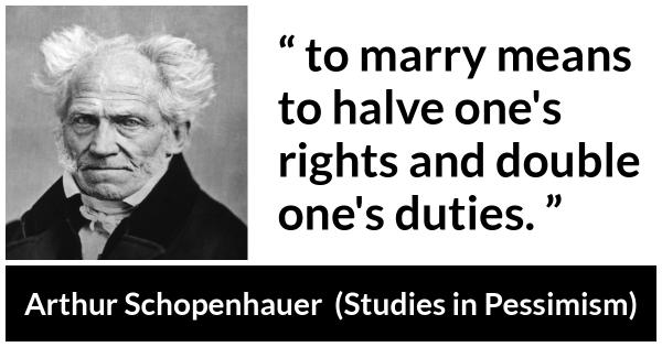 Arthur Schopenhauer quote about marriage from Studies in Pessimism 2a11058s