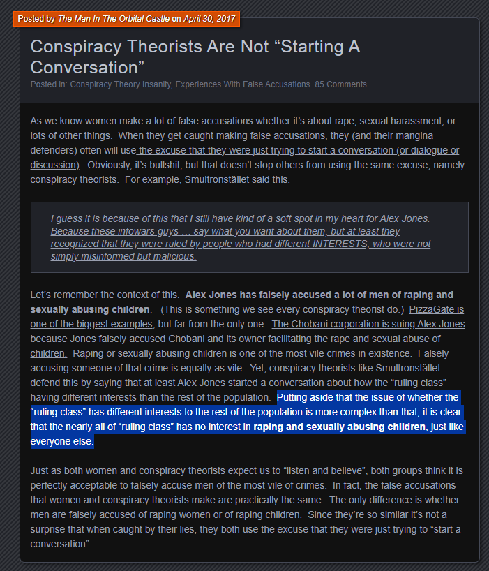 Conspiracy theorists are not starting a conversation