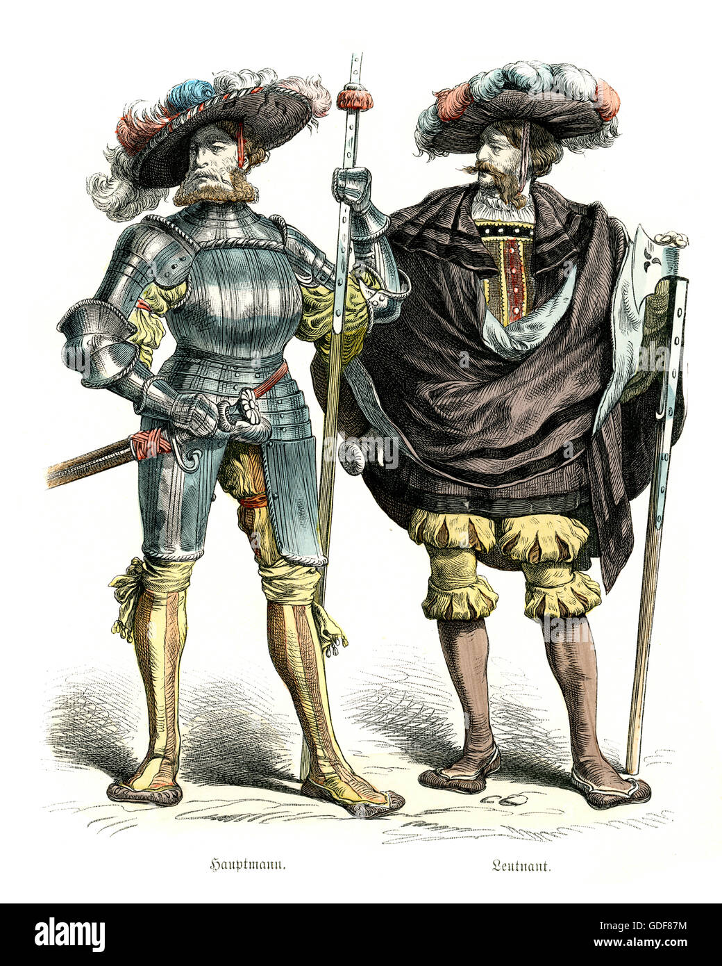 Costumes of german landsknecht soldiers of the 16th century mercenary GDF87M