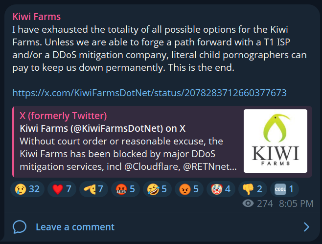 Kiwi farms gone