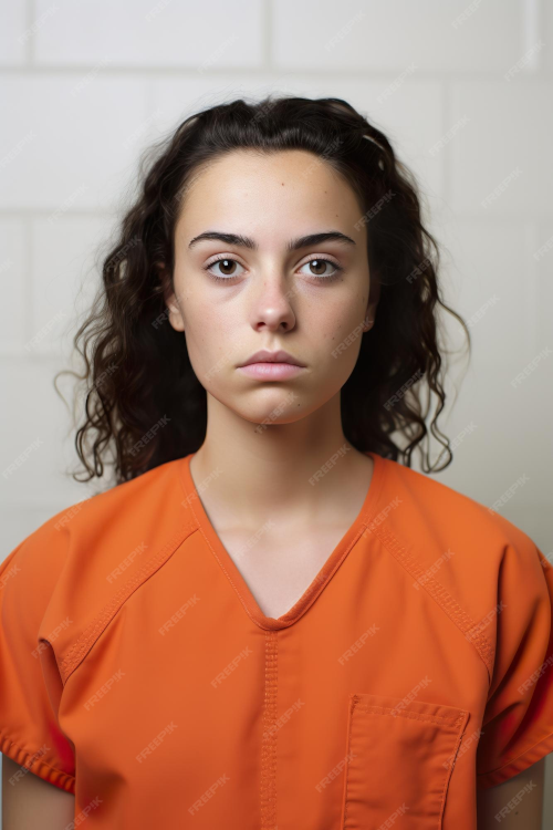Prison mugshot young woman orange jumpsuit 108146 9226 3159755957