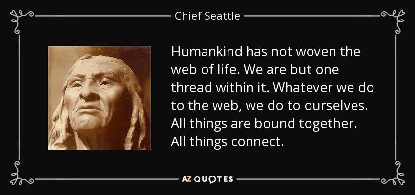 Quote humankind has not woven the web of life we are but one thread within it whatever we chie