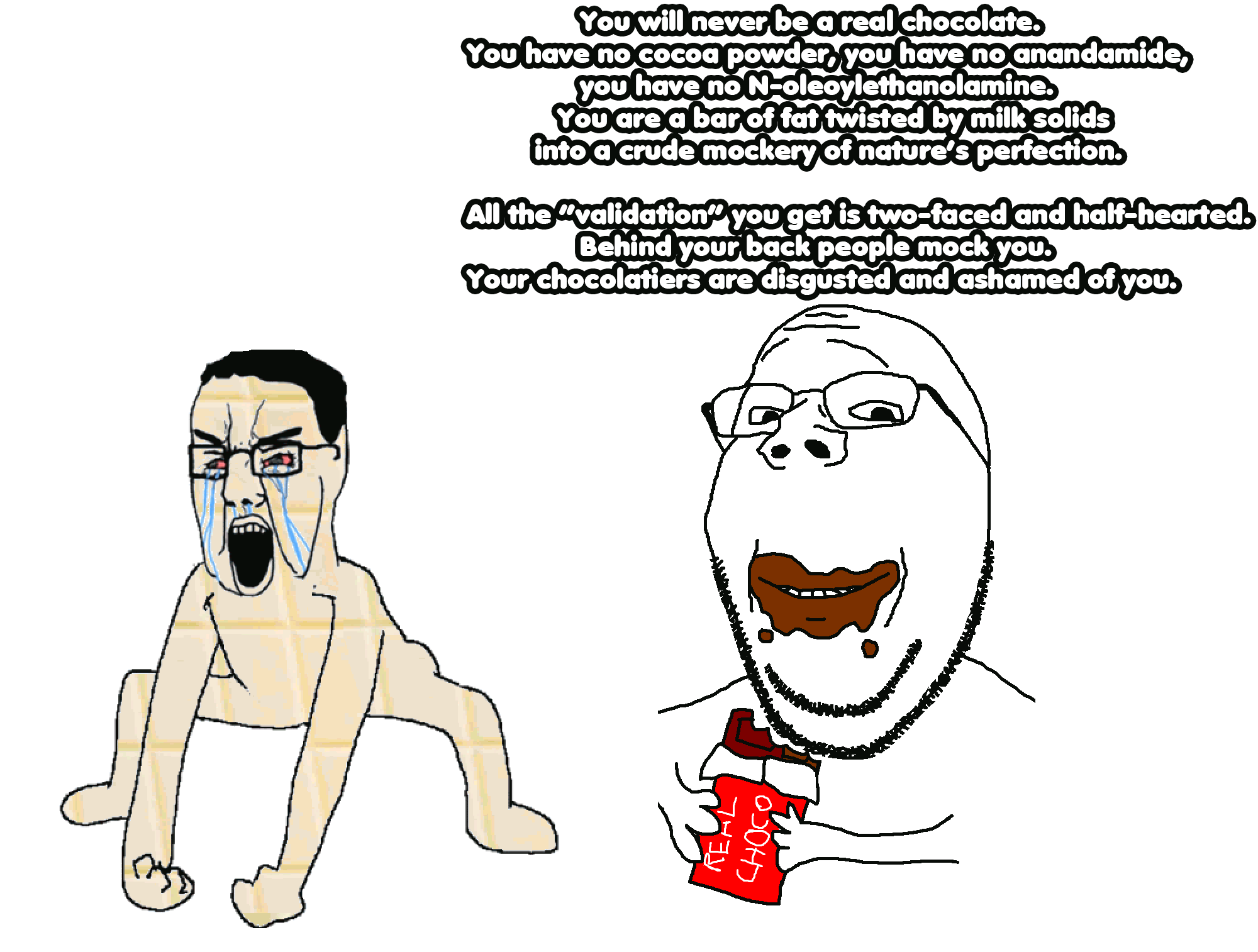 SoyBoorucom   136891   angry animated chocolate crying text two soyjaks variant chudjak ywnbaw