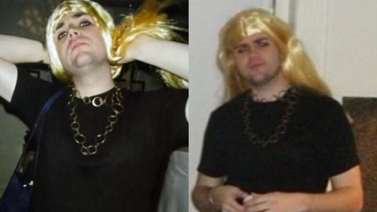 Vance in wig and dress