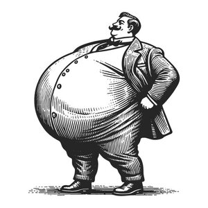 Cheerful portly gentleman engraving sketch vector 50801215